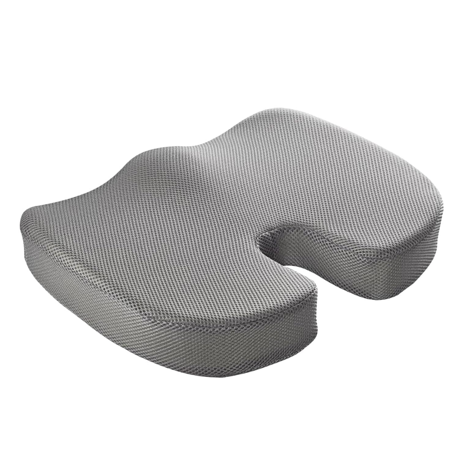 Orthopedic memory foam coccyx seat cushion with U-shaped cutout for tailbone pain relief