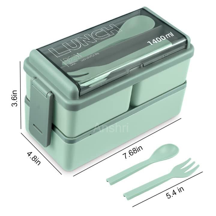 Three layer detachable lunch box with removable divider and utensil storage compartment